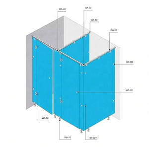 Popular Stainless Steel Washroom Accessories Toilet Cubicle Glass Partition