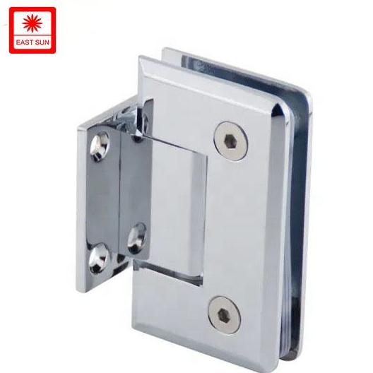 Heavy Duty 90 Degree Polished Chrom Wall To Glass Shower Door Hinge for 1/2″ – 3/8″ Glass 