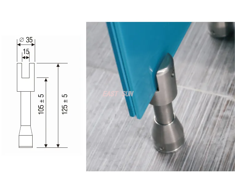 Stainless Steel Toilet Partition Cubicle Adjustable Glass Door Support Leg Hotel Office Building Shopping Mall Toilet Partition