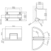 Heavy Duty 90 Degree H Type Base Wall To Glass Shower Door Hinge for 1/2″ – 3/8″ Glass,